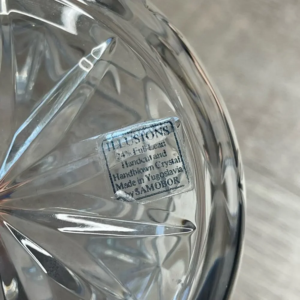 ILLUSIONS Handcut Handblown Samobor Crystal  Decanter Yugoslavia 11.5